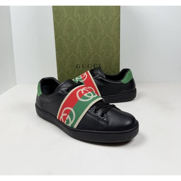 Size 8US - Gucci Ace Elastic Web Leather Sneakers? RETAIL $850! main image 4